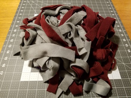 A pile of fleece strips.