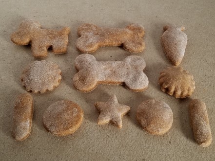 Baby food dog treats in various shapes.