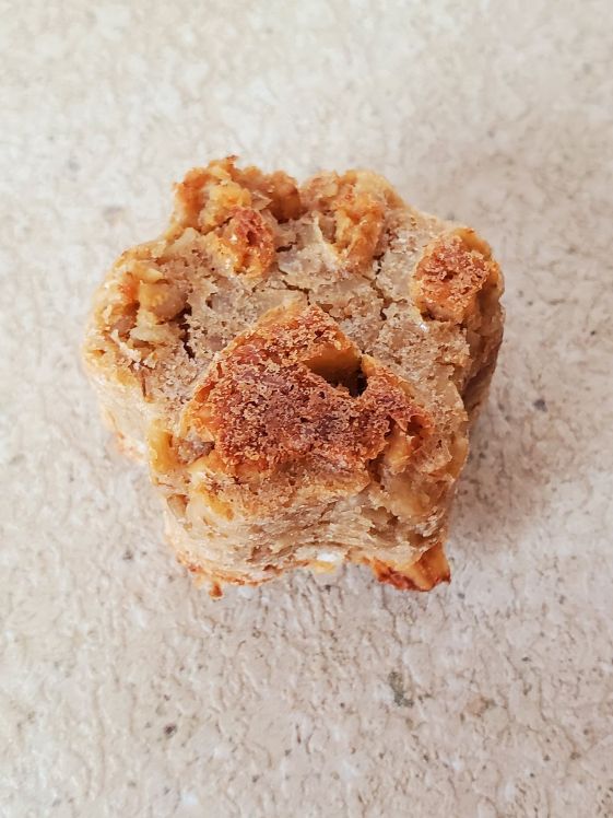 Paw shaped oatmeal applesauce dog treat.