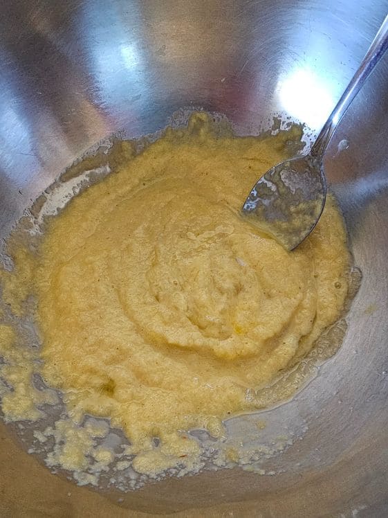 Applesauce and egg after mixing it together.