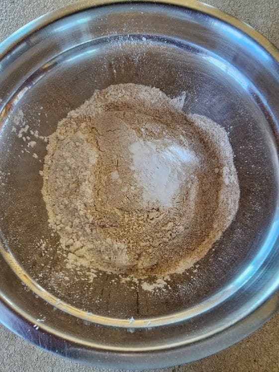 Dry ingredients in a mixing bowl.