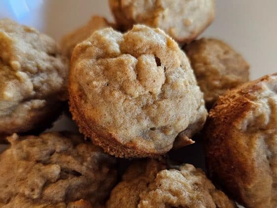 Close up of banana dog muffins.