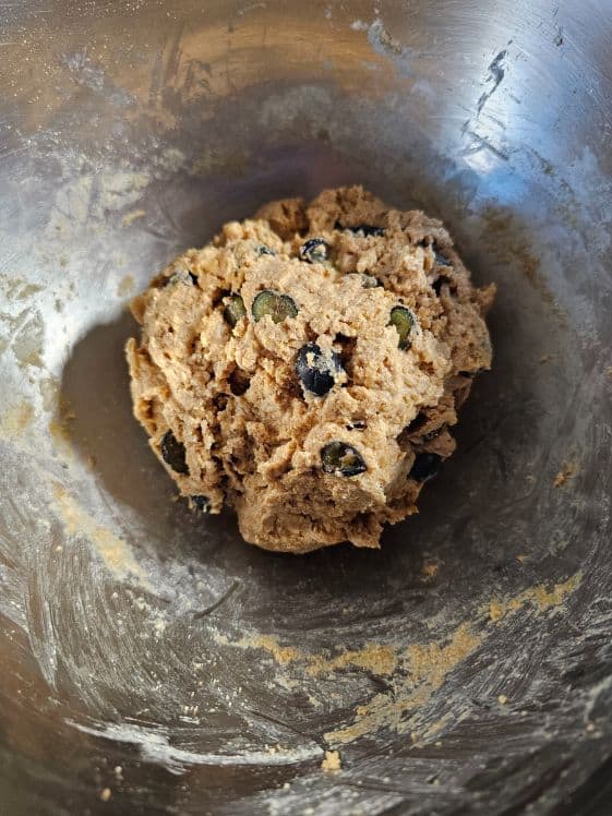 Dough after mixing the flour with the wet ingredients.