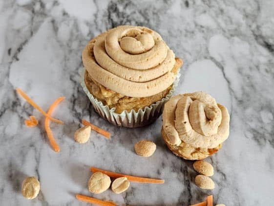 Frosted carrot pineapple pupcakes.