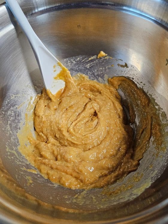 Wet ingredients mixed together.