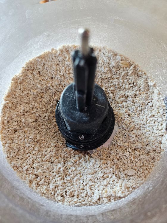 Ground oats in a food processor.