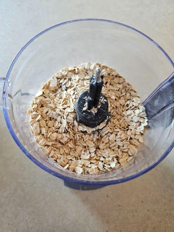 Old fashioned oats in a food processor.