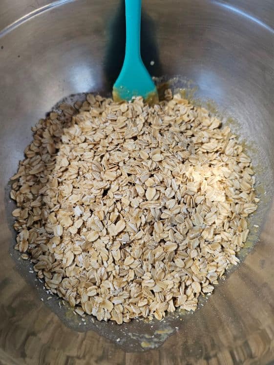 Oats added to mixing bowl.