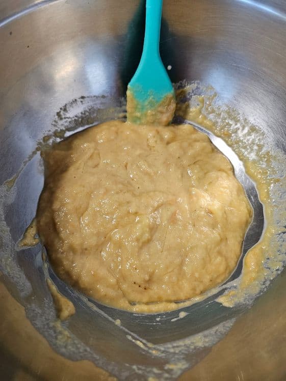 Wet ingredients mixed together.