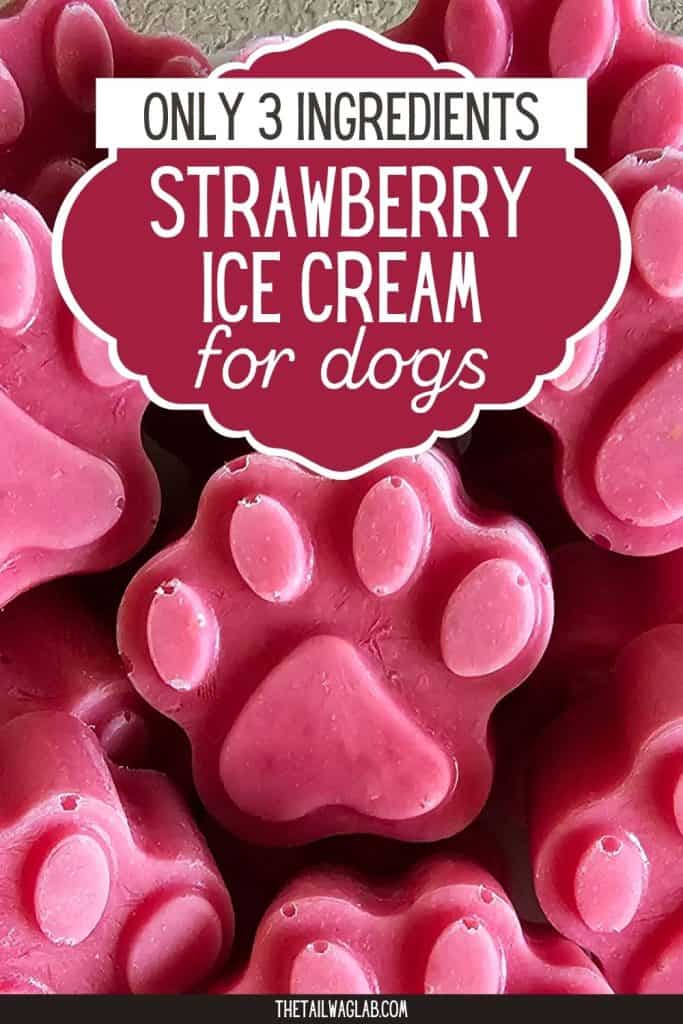 A close-up image of paw-shaped, frozen strawberry ice cream treats for dogs.