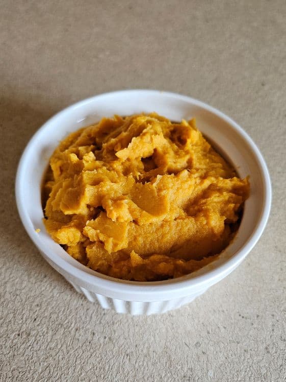 Sweet potato puree in a bowl.