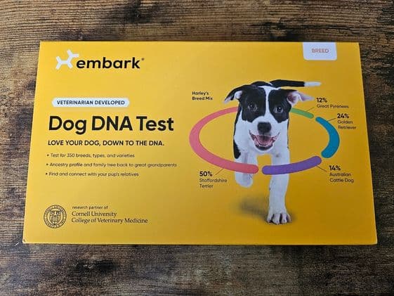 Embark dog DNA test kit.